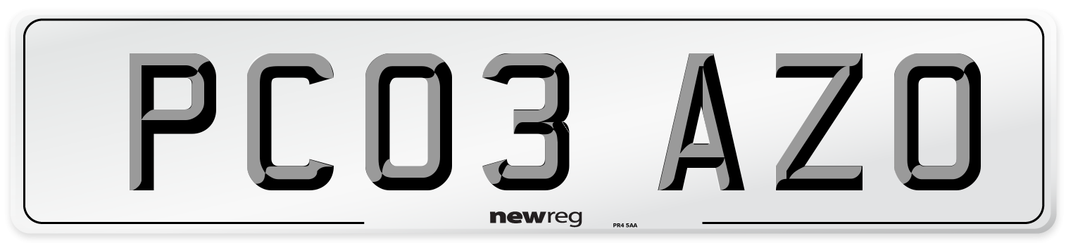 PC03 AZO Number Plate from New Reg